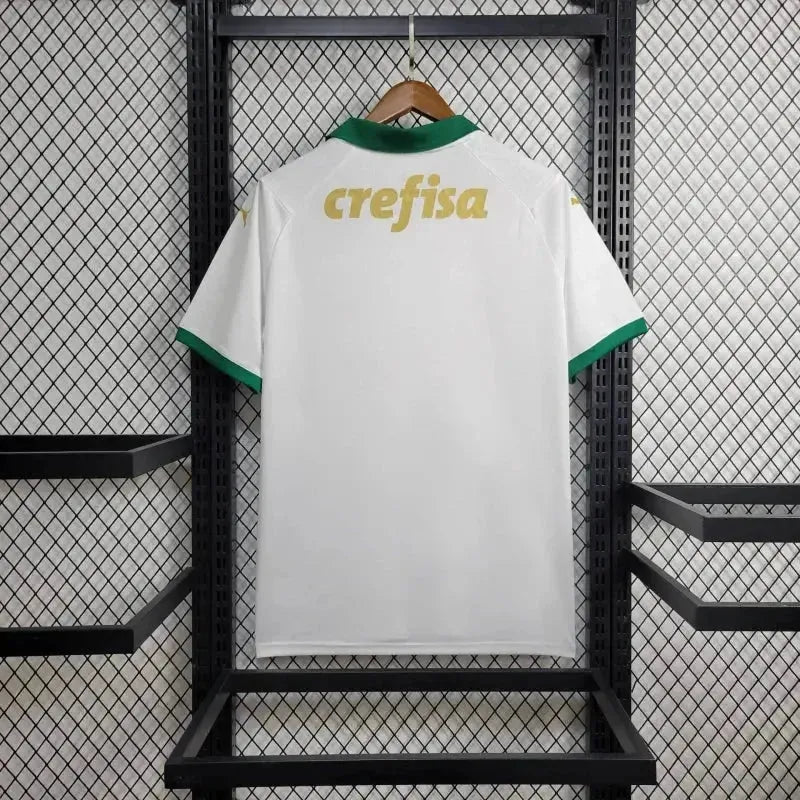 Palmeiras Away 24/25 Shirt - Men's White Fan Shirt + Brasileirão and Avanti Patch + Sponsorships