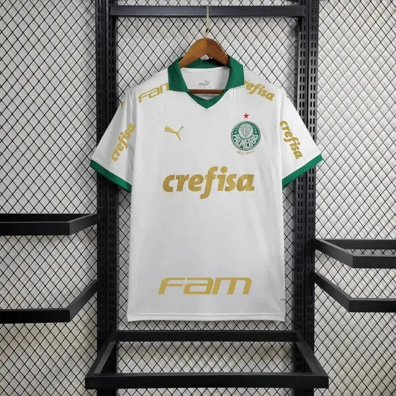 Palmeiras Away 24/25 Shirt - Men's White Fan Shirt + Brasileirão and Avanti Patch + Sponsorships