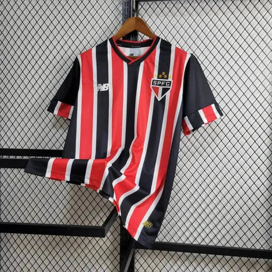 São Paulo Away 24/25 Shirt - Men's New Balance Fan Black and Red + Copa do Brasil Patch + Sponsorships