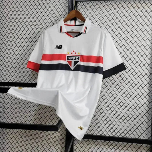 São Paulo Home 24/25 Shirt - Men's New Balance White Fan Shirt + Copa do Brasil Patch + Sponsorships