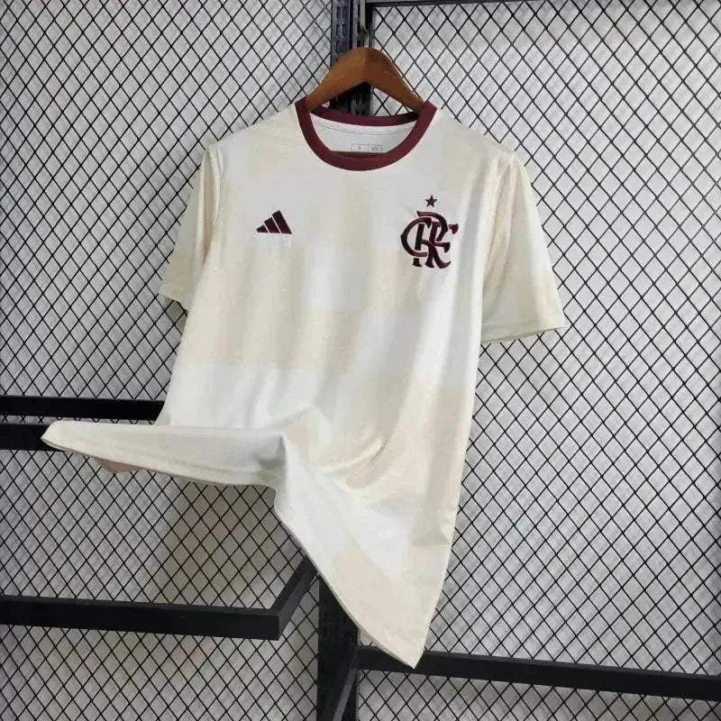 Flamengo Training Shirt 24/25 - Men's Supporter Beige and White