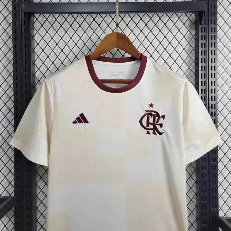 Flamengo Training Shirt 24/25 - Men's Supporter Beige and White