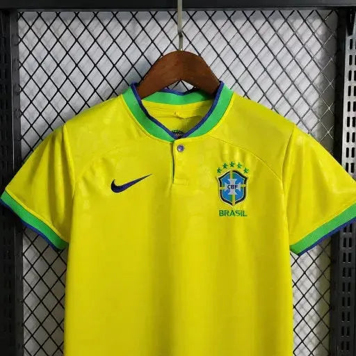 Brazil Home Shirt 22/23 - Yellow Kids Fan Shirt