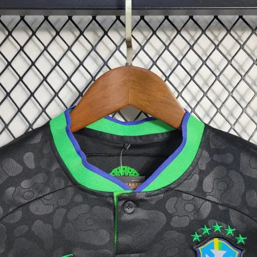 Brazil Leopard 22/23 Shirt - Black and Green Kids Fan Shirt