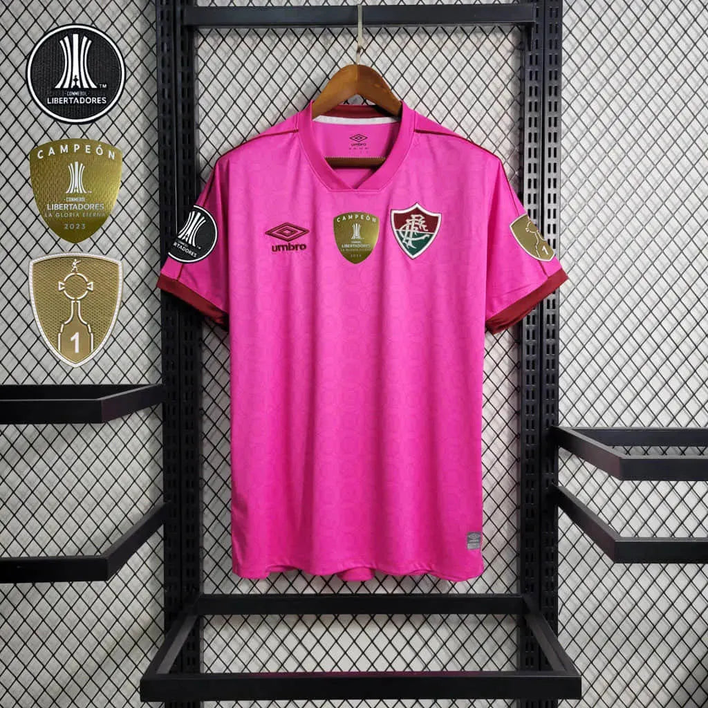 Fluminense 23/24 Shirt - Men's Pink Fan Shirt + Libertadores Patches