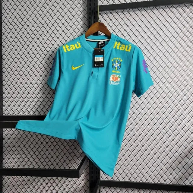 Brazil Pre-Game Shirt 21/22 - Men's Light Blue Fan Shirt