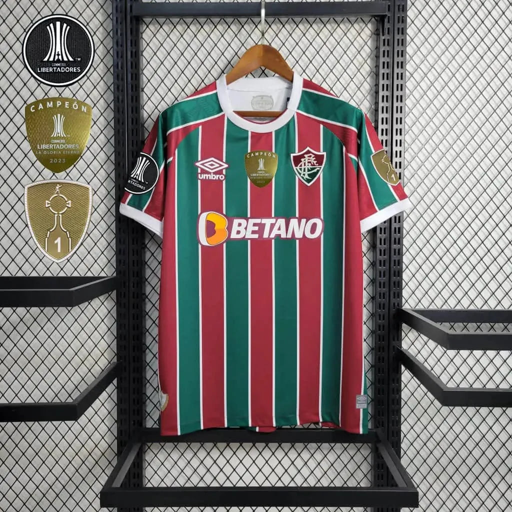 Fluminense Home Shirt 23/24 - Men's Fan Shirt + Libertadores Patches