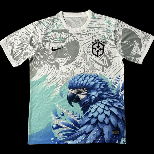 Brazil Blue Macaw 25/26 Shirt - Men's White and Blue Fan Shirt