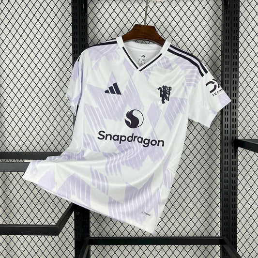 Manchester United Away Shirt 25/26 - Men's White and Purple Fan Shirt