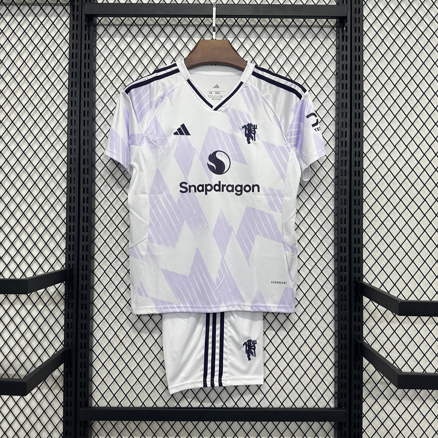 Manchester United Away Shirt 25/26 - Kids Fan White and Purple