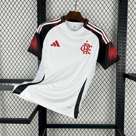 Flamengo Away Shirt 25/26 - Men's White Fan Shirt + Sponsorships + Patch Copa Brasil 2024