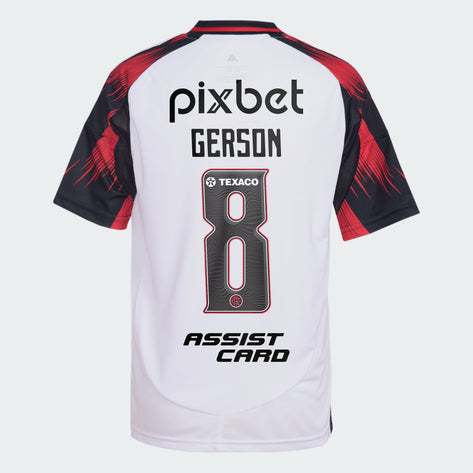 Flamengo Away Shirt 25/26 - Men's White Fan Shirt + Sponsorships + Patch Copa Brasil 2024