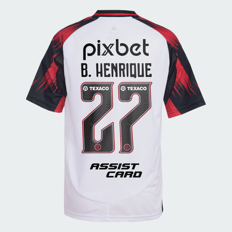 Flamengo Away Shirt 25/26 - Men's White Fan Shirt + Sponsorships + Patch Copa Brasil 2024