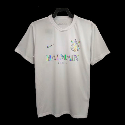 BALMAIN Timão Shirt - Men's White Reflective Fan Shirt