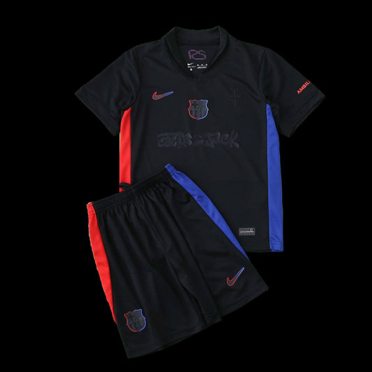 Barcelona TRAVIS SCOTT Away 24/25 Shirt - Kids Fan Black