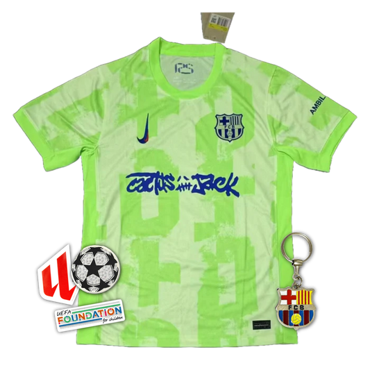 Barcelona TRAVIS SCOTT Third Away Shirt 24/25 - Men's Fan Green